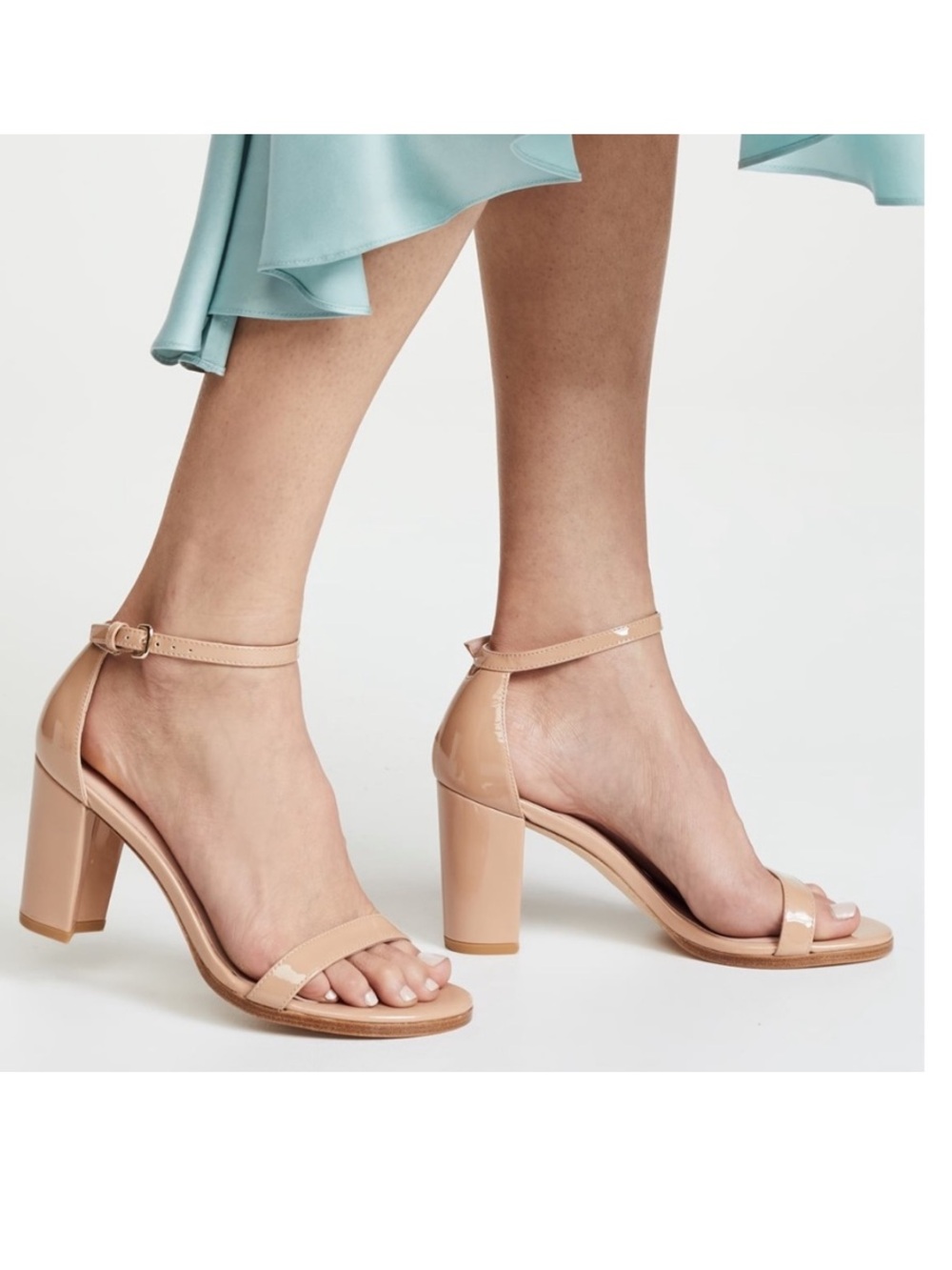 Stuart Weitzman Nearlynude Ankle strap Nude patent leather sandals size 7.5